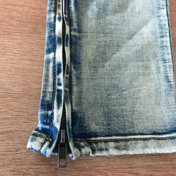 KDNK Straight Jeans Men 32x31 Blue Mid Rise Distressed Ankle Zip Stretch 16489 - Picture 7 of 12